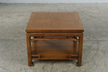 Load image into Gallery viewer, Vintage Asian Chinoiserie Square End Table Walnut Two Tier 28 Inch