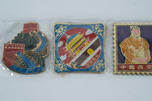 Load image into Gallery viewer, Lot of 4 Vintage China Souvenir Enamel Refrigerator Magnets – Great Wall, Xi’an Terracotta Warrior, Bell Tower & Pagoda