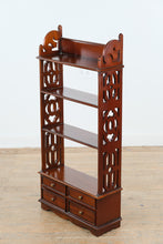 Load image into Gallery viewer, Vintage Mahogany Fretwork Wall Shelf 4 Drawers