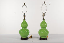 Load image into Gallery viewer, Pair of Green Summerour Lamps