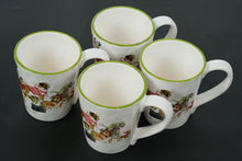 Load image into Gallery viewer, Pier 1 “Park Avenue Puppies” Mug Set – Set of 4 Ceramic Coffee Cups with Festive Dog Design & Green Rim