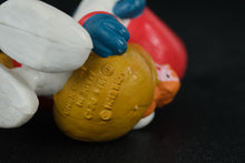 Load image into Gallery viewer, Vintage Christmas Smurfs – 1984 & 1987 Schleich Peyo Figures – Santa & Smurfette with Present