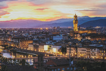 Load image into Gallery viewer, Florence Italy Sunset Skyline Panoramic Canvas Wall Art Print 47 Inch Tuscany