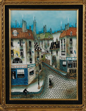 Load image into Gallery viewer, P. Janssen Original Painting – European Street Scene, Parisian Style Cityscape