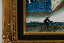 Load image into Gallery viewer, P. Janssen Original Painting – European Street Scene, Parisian Style Cityscape