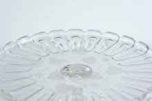 Load image into Gallery viewer, Pressed Glass Pedestal Cake Stand Etched Floral Pattern Vintage Style