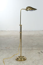 Load image into Gallery viewer, Gold Tone Adjustable Floor Reading Lamp Sculptural Shell Shade 48 Inch