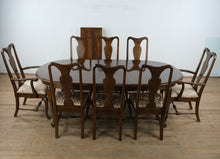 Load image into Gallery viewer, Classic Manor Dining Set by Ethan Allen – Table with 8 Chairs, 2 Leaves & Pads
