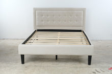Load image into Gallery viewer, Classic Full Size Beige Upholstered Platform Bed with Button Tufted Headboard