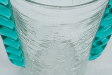 Load image into Gallery viewer, Blenko 473 Clear Crackle Glass Vase Green Applied Handles Mid Century