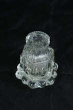 Load image into Gallery viewer, Pressed Glass Inkwell with Faceted Panels & Bubble Base, Late 19th–Early 20th Century