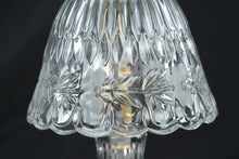 Load image into Gallery viewer, Vintage Cut Glass Table Lamps Pair Clear Floral Etched Shades 12 Inch Tall