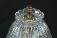 Load image into Gallery viewer, Vintage Cut Glass Table Lamps Pair Clear Floral Etched Shades 12 Inch Tall