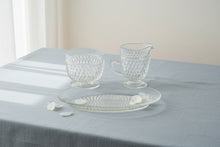 Load image into Gallery viewer, Vintage Diamond Point Clear Glass Creamer Sugar Bowl and Serving Tray Set