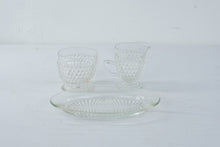 Load image into Gallery viewer, Vintage Diamond Point Clear Glass Creamer Sugar Bowl and Serving Tray Set
