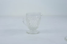 Load image into Gallery viewer, Vintage Diamond Point Clear Glass Creamer Sugar Bowl and Serving Tray Set