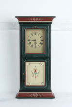 Load image into Gallery viewer, Hand Painted Folk Art Wall Clock Green Red Wooden Case Traditional Decorative Clock