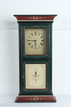 Load image into Gallery viewer, Hand Painted Folk Art Wall Clock Green Red Wooden Case Traditional Decorative Clock