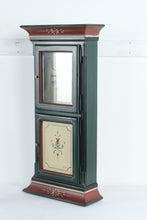 Load image into Gallery viewer, Hand Painted Folk Art Wall Clock Green Red Wooden Case Traditional Decorative Clock