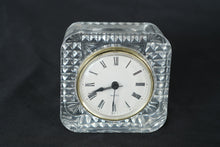 Load image into Gallery viewer, Vintage Crystal Desk Clock Quartz Roman Numerals Cut Glass Square