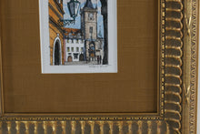 Load image into Gallery viewer, Original Signed Prague Old Town Hall Astronomical Clock Artwork Old Town Square Framed