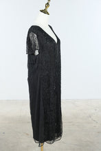 Load image into Gallery viewer, Vintage Gatsby Lady London Black Beaded Dress