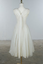 Load image into Gallery viewer, Vintage 1950s Ivory Chiffon Tea Length Wedding Dress