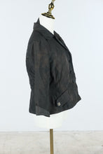 Load image into Gallery viewer, Vintage 1950s Black Sheer Organza Fitted Jacket Rhinestone Pocket Detail