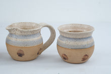 Load image into Gallery viewer, Coastal Scallop Shell Stoneware Kitchen Accessories Set of 7 Blue Cream