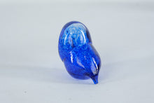Load image into Gallery viewer, Blue Art Glass Owl Figurine Hand Blown Studio Glass Paperweight