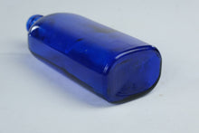 Load image into Gallery viewer, Vintage Cobalt Blue Glass Bottle 10 Inch Rectangular Medicine Style