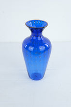 Load image into Gallery viewer, Signed TG Cobalt Blue Bullicante Art Glass Vase Controlled Bubble Hand Blown 12 Inch