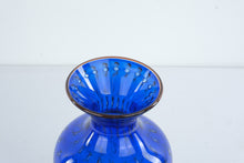 Load image into Gallery viewer, Signed TG Cobalt Blue Bullicante Art Glass Vase Controlled Bubble Hand Blown 12 Inch