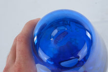 Load image into Gallery viewer, Signed TG Cobalt Blue Bullicante Art Glass Vase Controlled Bubble Hand Blown 12 Inch