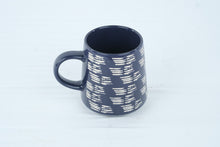 Load image into Gallery viewer, Threshold Stoneware Mug Blue White Dash Pattern Tapered Coffee Cup