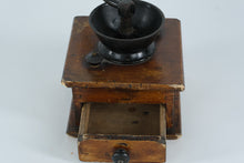 Load image into Gallery viewer, Antique Hand-Crank Coffee Grinder – Wood & Cast Iron Mill with Dovetail Joints and Pull-Out Grounds Drawer