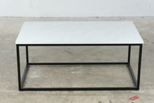 Load image into Gallery viewer, Modern White Marble Top Coffee Table with Black Metal Frame