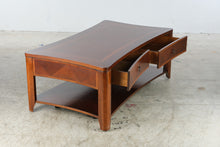 Load image into Gallery viewer, Traditional Mahogany Finish Bowed Coffee Table with Two Drawers