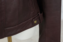 Load image into Gallery viewer, Cole Haan Brown Lambskin Leather Moto Jacket Womens Medium