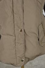 Load image into Gallery viewer, Cole Haan Womens Large Down Puffer Jacket Hooded Beige Gold Hardware