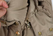 Load image into Gallery viewer, Cole Haan Womens Large Down Puffer Jacket Hooded Beige Gold Hardware