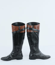 Load image into Gallery viewer, Cole Haan Womens Tall Riding Boots Black Brown Leather Size 8B