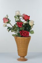 Load image into Gallery viewer, Longaberger 2003 Collectors Club Edition Woven Pedestal Basket Floral Arrangement
