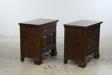 Load image into Gallery viewer, Pair of Collezione Europa Mediterranean Style Wood Nightstands with Cabinet Storage