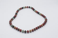 Load image into Gallery viewer, Art Glass Beaded Necklace Multicolor Red Blue Black Gold Swirl Beads