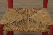Load image into Gallery viewer, Pair Mexican Folk Art Red Ladderback Chairs with Handwoven Rush Seats