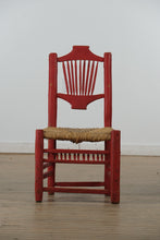 Load image into Gallery viewer, Pair Mexican Folk Art Red Ladderback Chairs with Handwoven Rush Seats