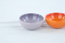 Load image into Gallery viewer, Le Creuset Stoneware Condiment Bowls Set of 3 Orange Red Lavender Prep Dip Bowls