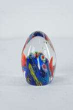 Load image into Gallery viewer, Art Glass Paperweight Egg Form Millefiori Floral Studio Glass