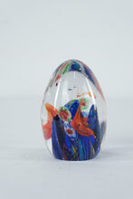 Load image into Gallery viewer, Art Glass Paperweight Egg Form Millefiori Floral Studio Glass